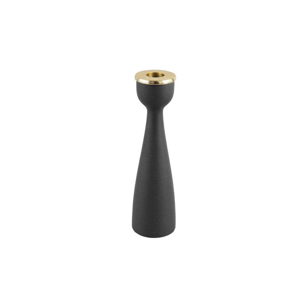 Čierny svietnik s detailom v zlatej farbe PT LIVING Nimble, výška 22,5 cm - Bonami.sk