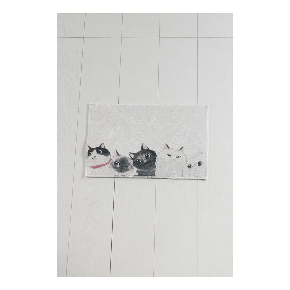 Bielo-sivá kúpeľňová predložka Lismo Cats, 60 × 40 cm - Bonami.sk
