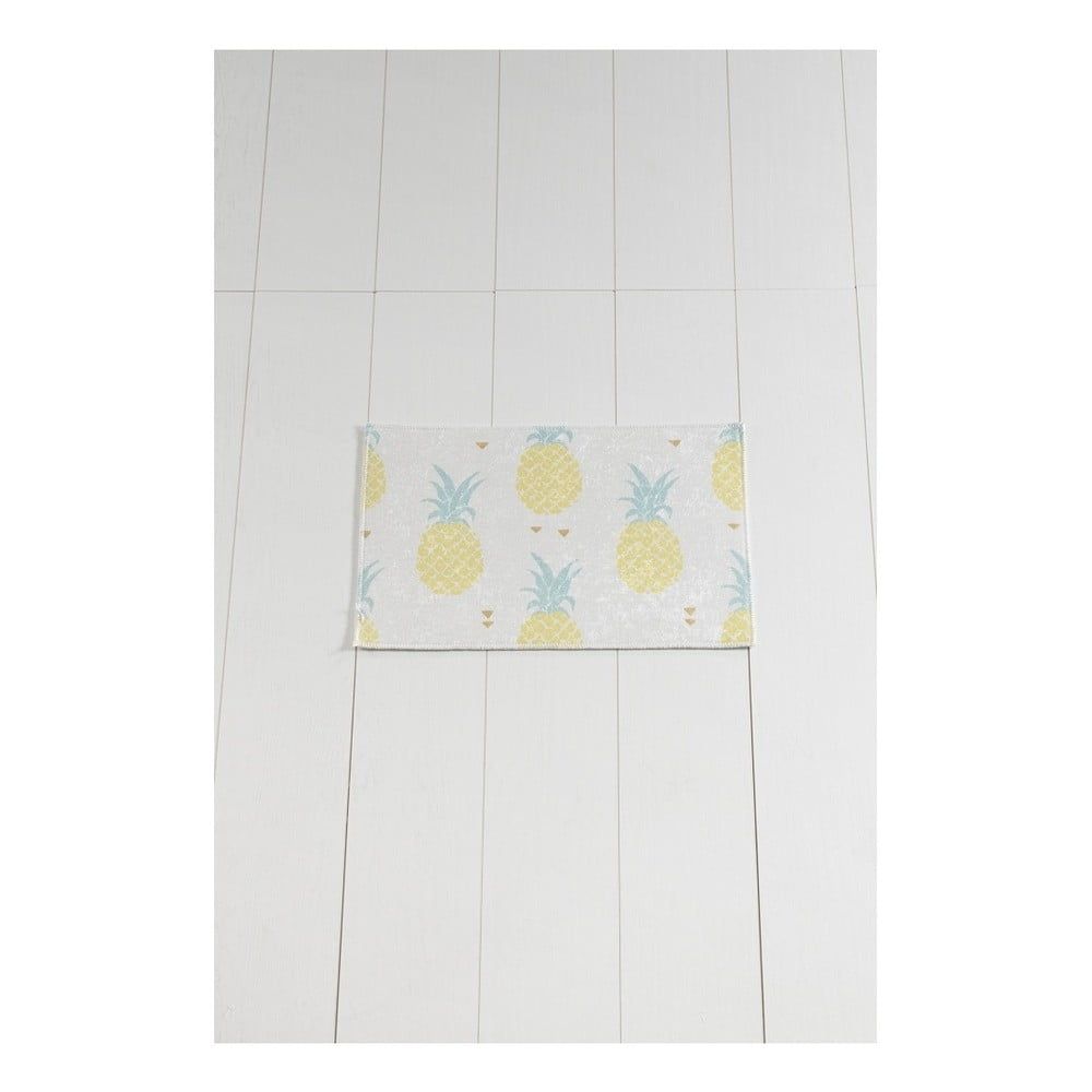 Bielo-žltá kúpeľňová predložka Tropica Ananas, 60 × 40 cm - Bonami.sk