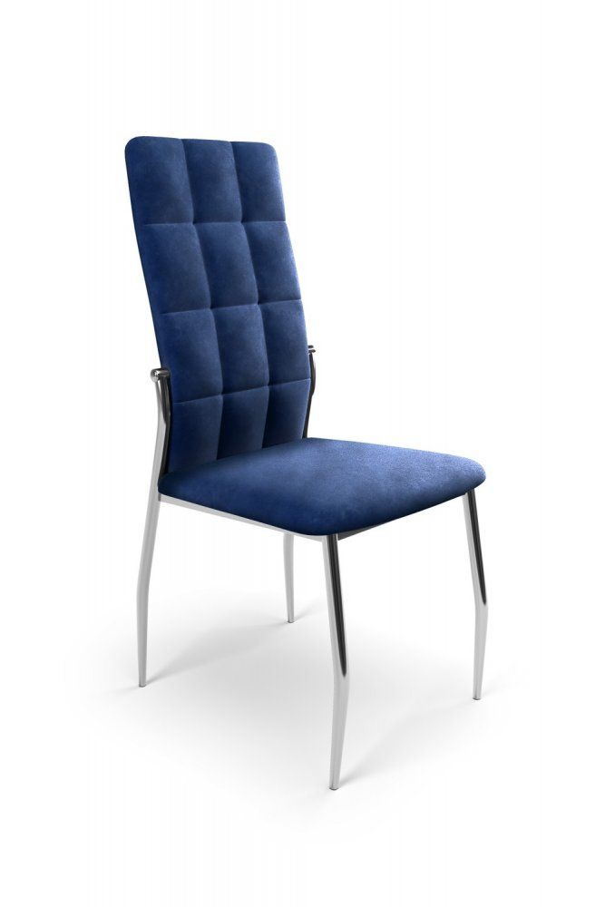 Jedálenská stolička K416 zamat / chróm Halmar Modrá - dekorhome.sk
