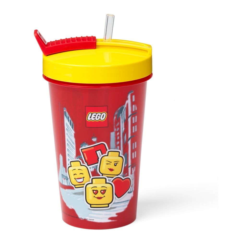 Červený téglik s žltým vekom a slamkou LEGO® Iconic, 500 ml - Bonami.sk