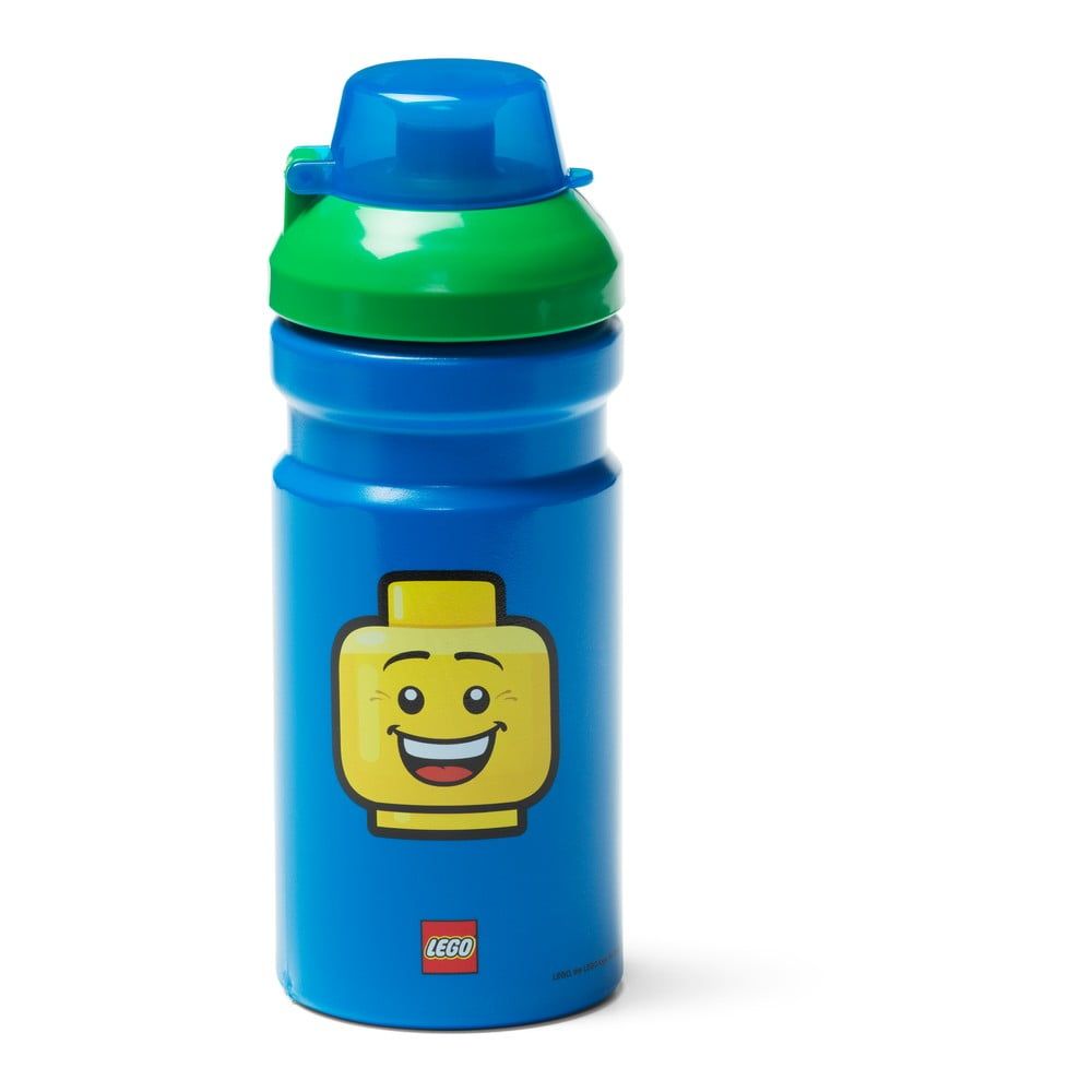Modrá fľaša na vodu so zeleným vekom LEGO® Iconic, 390 ml - Bonami.sk