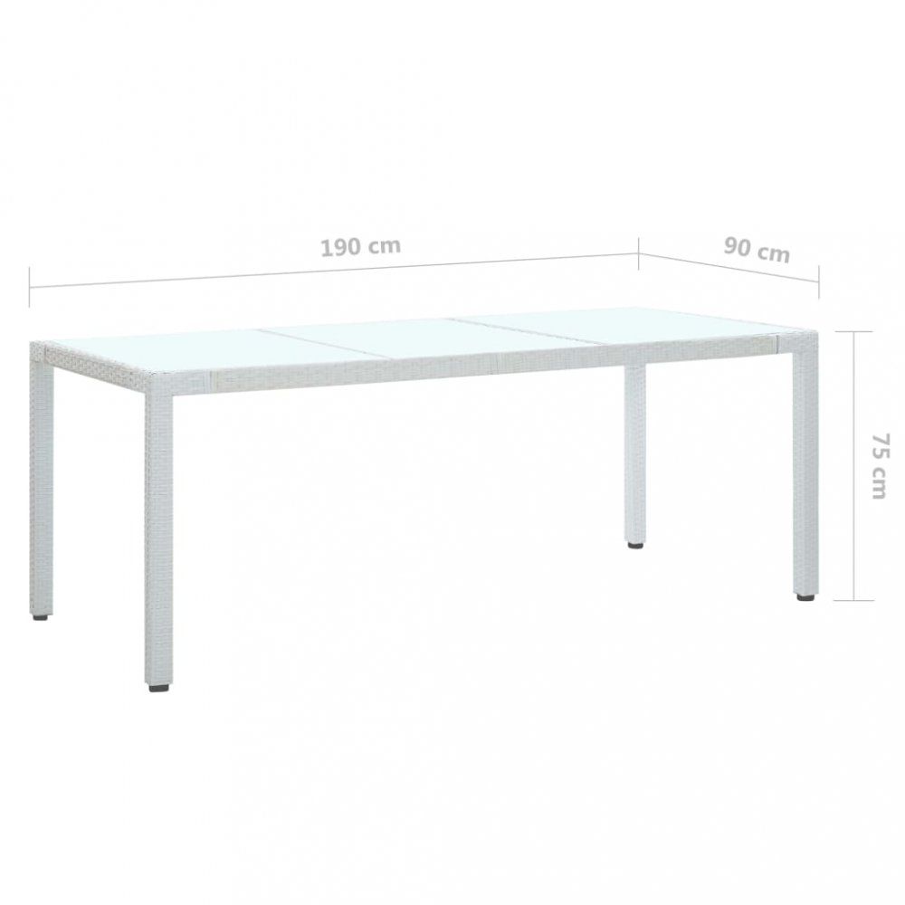 Záhradný stôl biely polyratan Dekorhome 190x90x75 cm - dekorhome.sk
