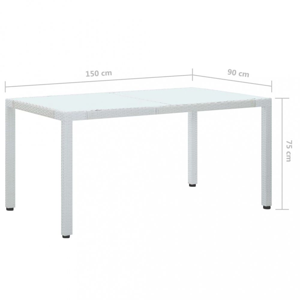 Záhradný stôl biely polyratan Dekorhome 150x90x75 cm - dekorhome.sk