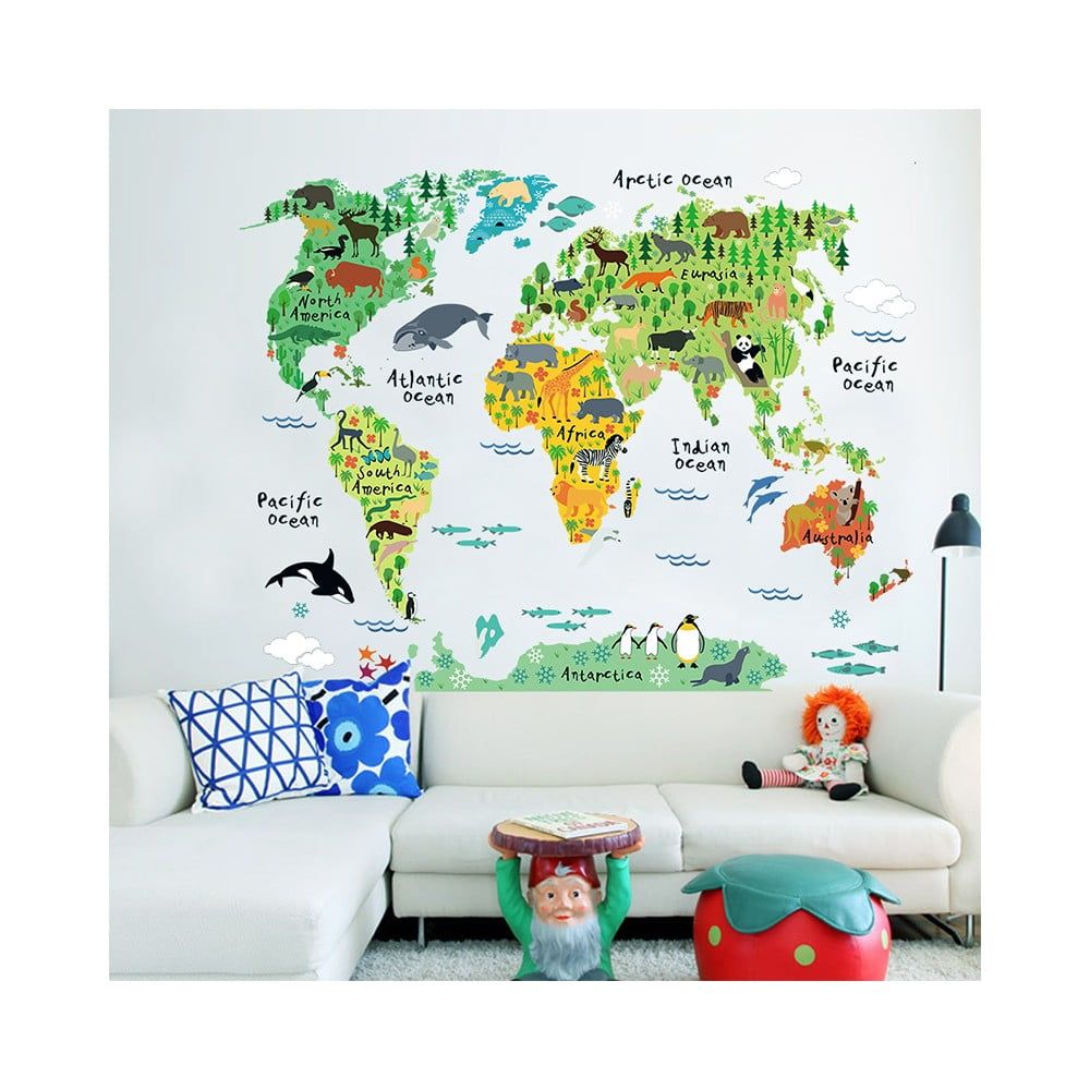 Nástenná detská samolepka Ambiance World Map, 73 × 95 cm - Bonami.sk