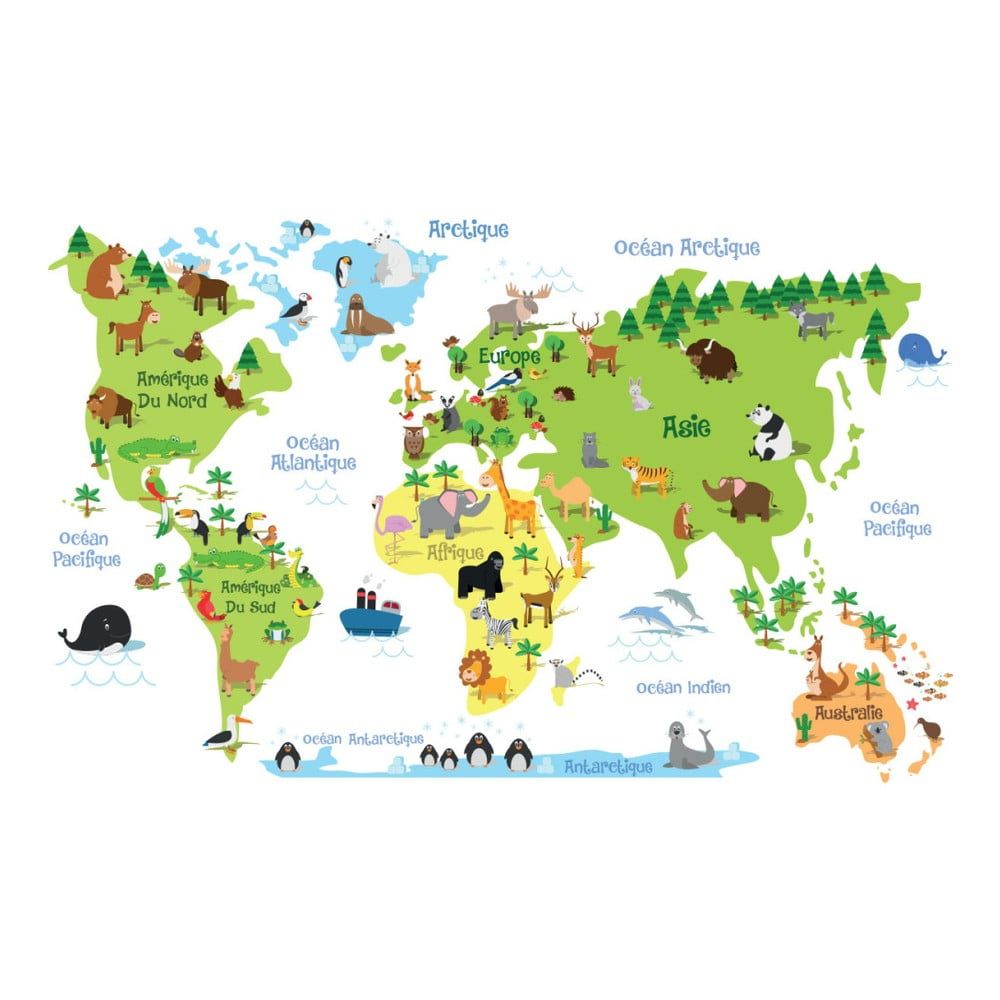 Nástenná samolepka Ambiance Childrens World Map - Bonami.sk