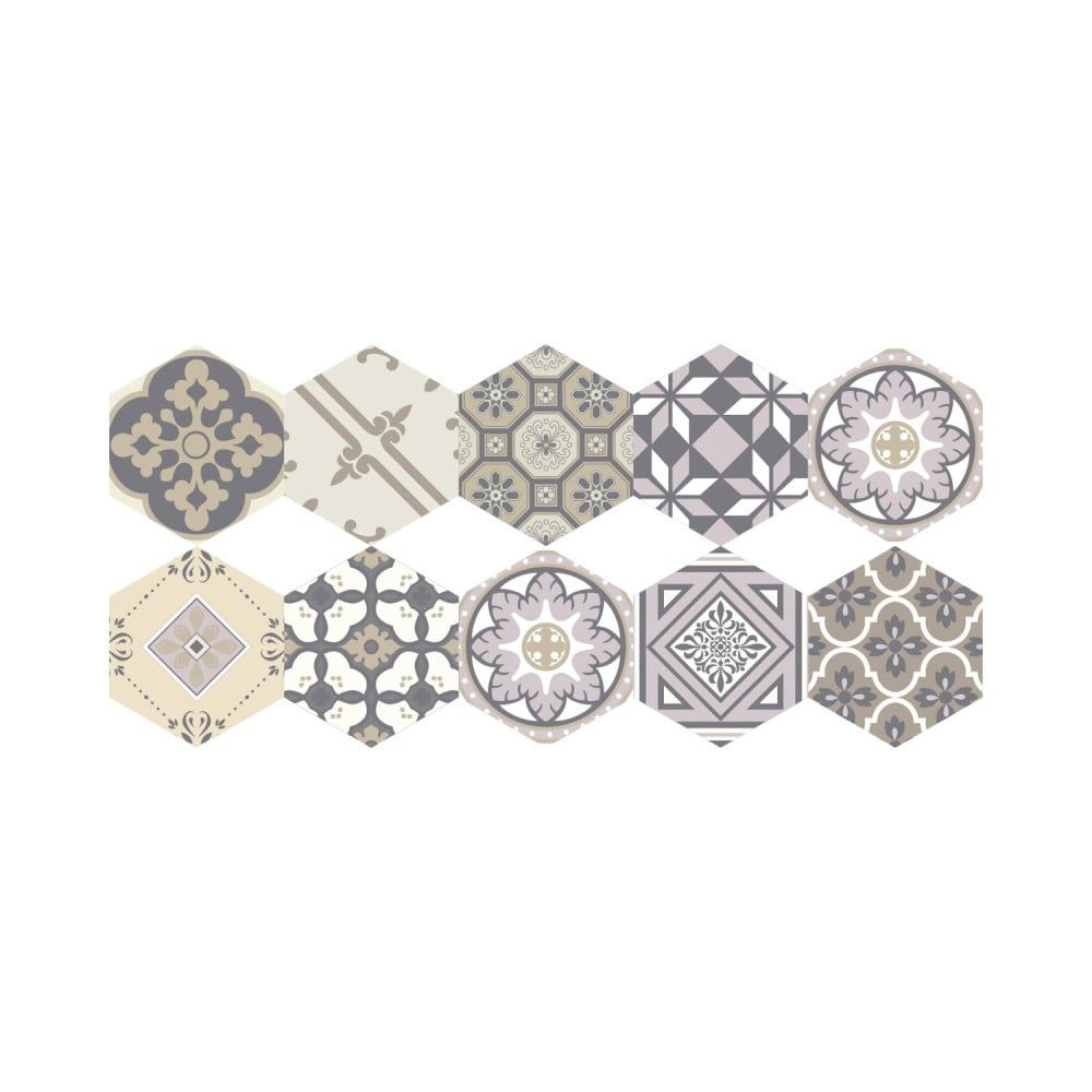 Sada 10 samolepiek na podlahu Ambiance Floor Stickers Hexagons Vita, 40 × 90 cm - Bonami.sk