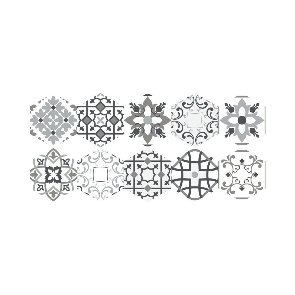 Sada 10 samolepiek na podlahu Ambiance Floor Tiles Hexagons Francia, 40 × 90 cm - Bonami.sk
