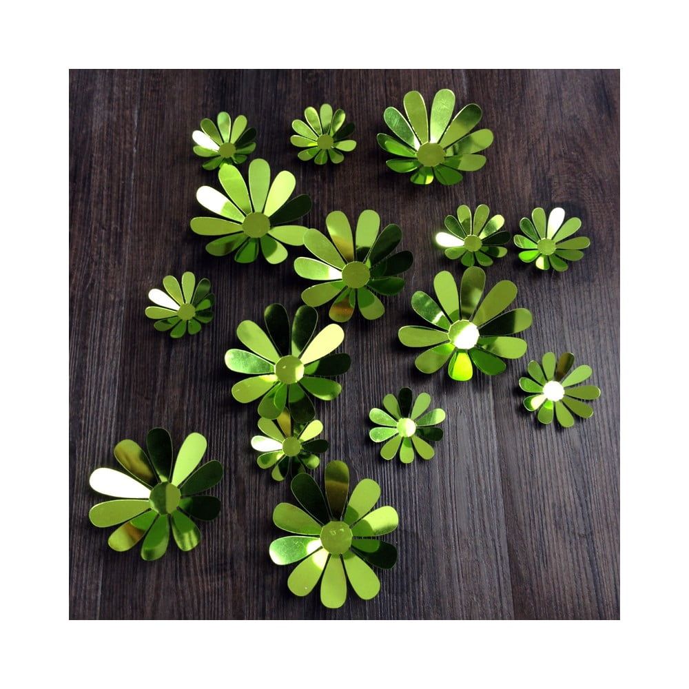 Sada 12 zelených adhezívnych 3D samolepiek Ambiance Flowers Chic - Bonami.sk