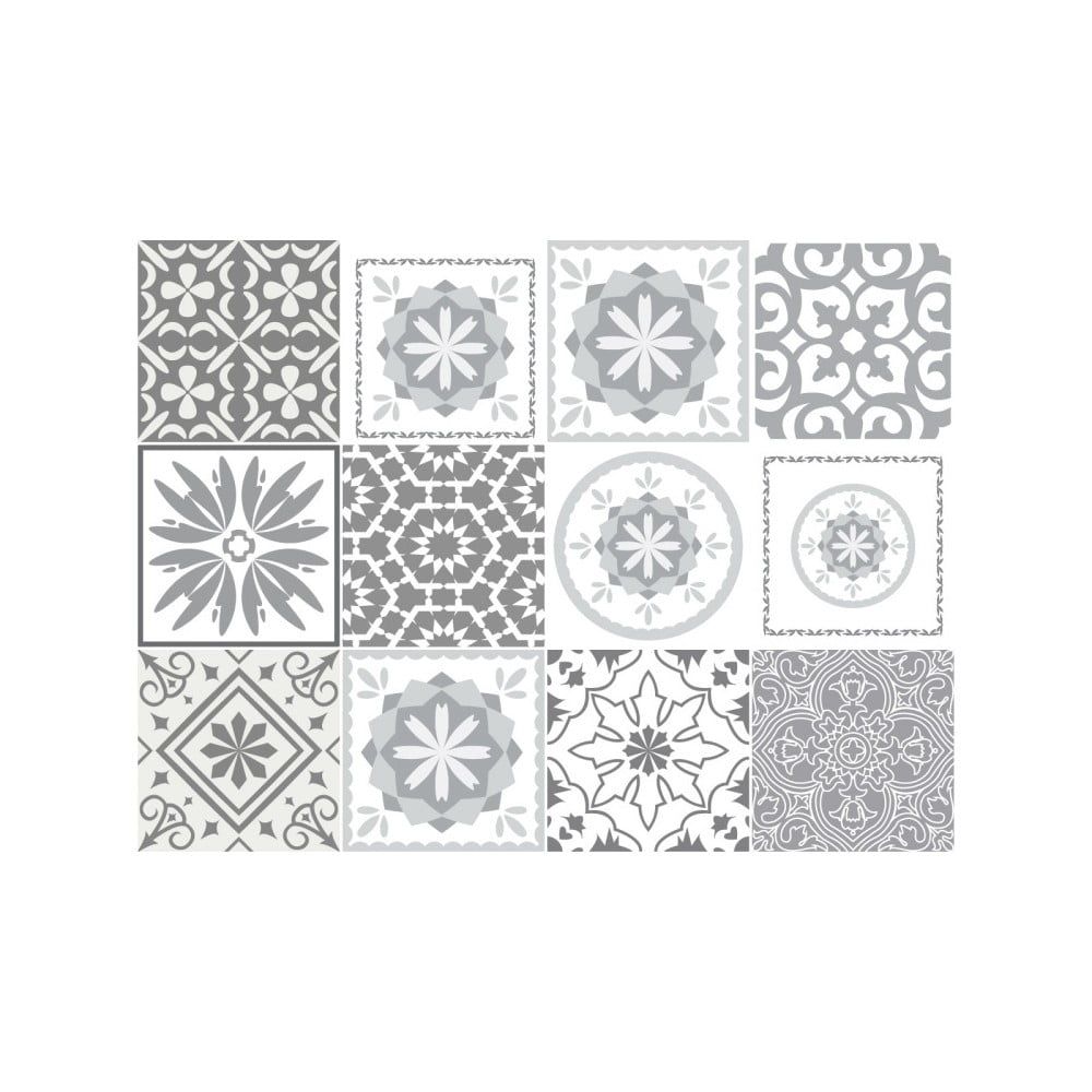Súprava 12 nástenných samolepiek Ambiance Cement Tiles Shades of Gray Cordoba, 10 × 10 cm - Bonami.sk