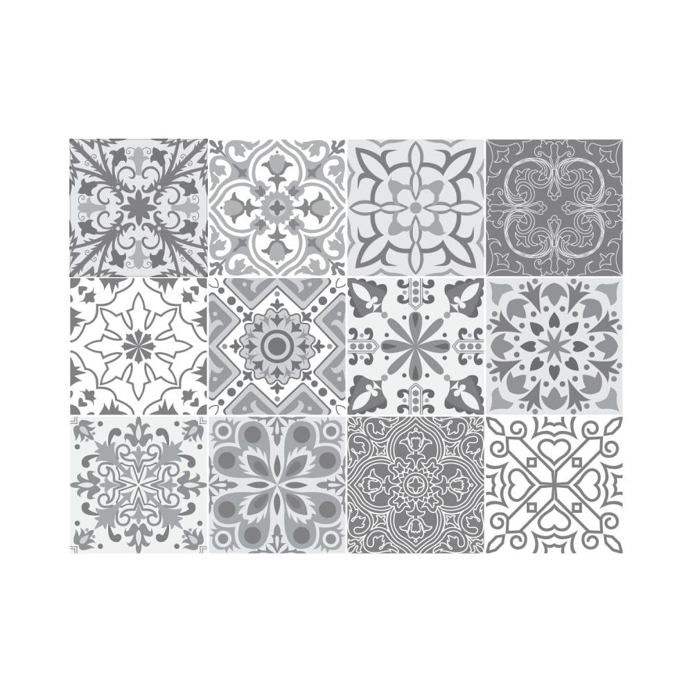 Sada 12 nástenných samolepiek Ambiance Wall Decal Tiles Grey and White Torino, 15 × 15 cm - Bonami.sk