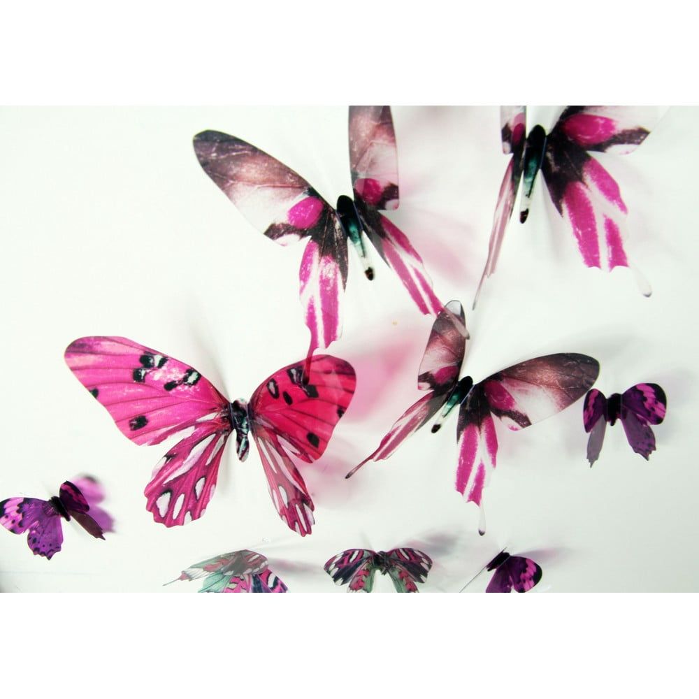 Sada 18 ružových adhezívnych 3D samolepiek Ambiance Butterflies - Bonami.sk