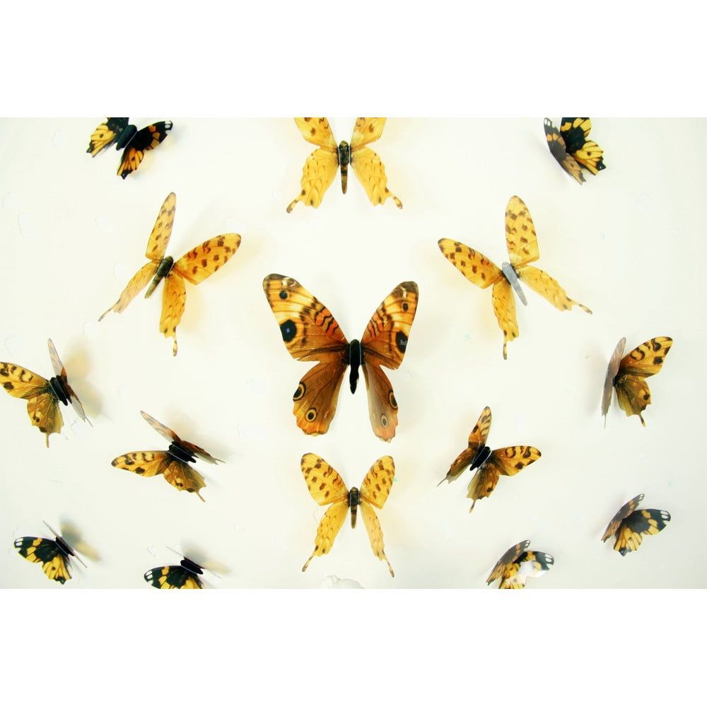 Sada 18 adhezívnych 3D samolepiek Ambiance Butterflies Yellow - Bonami.sk