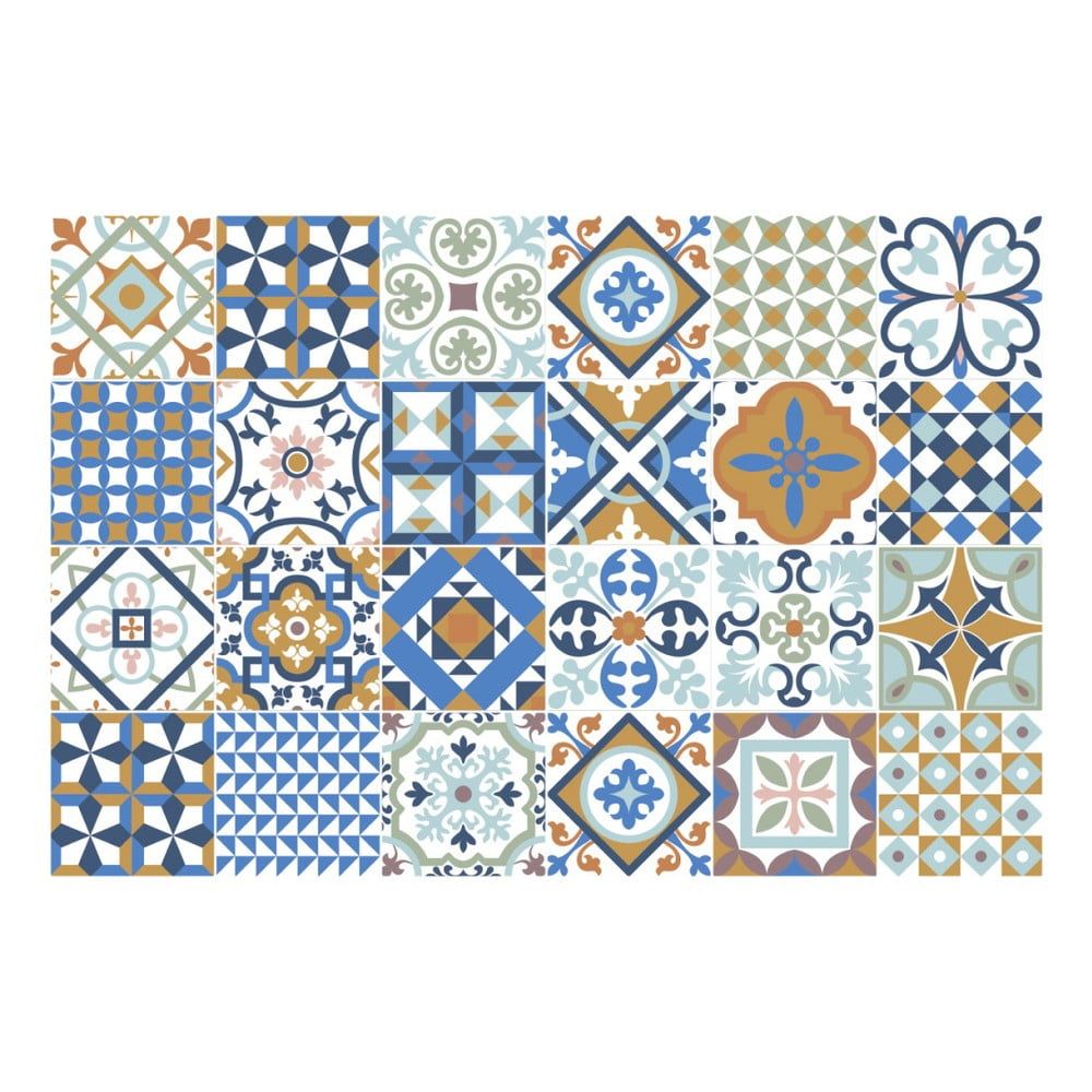 Súprava 24 nástenných samolepiek Ambiance Azulejos Ornaments Mosaic, 10 × 10 cm - Bonami.sk