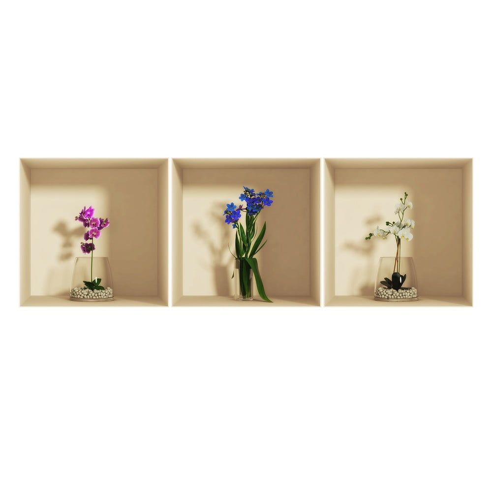 Sada 3 samolepiek s 3D efektom Ambiance Orchids - Bonami.sk