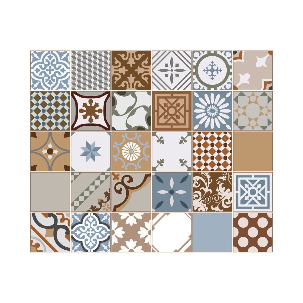 Sada 30 nástenných samolepiek Ambiance Wall Stickers Cement Tiles Azulejos Estefania, 15 × 15 cm - Bonami.sk