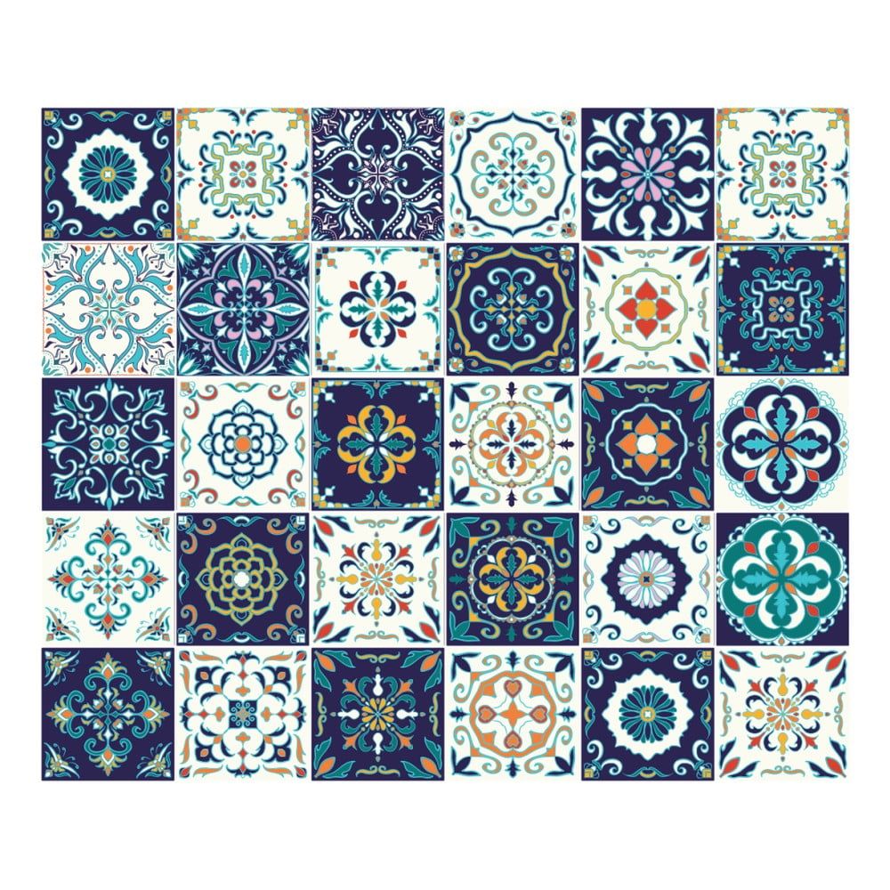 Sada 30 nástenných samolepiek Ambiance Tiles Azulejos Forli, 10 × 10 cm - Bonami.sk