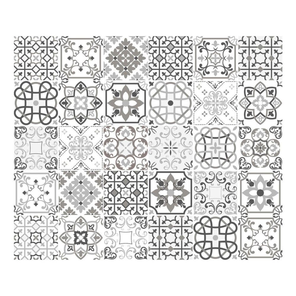 Sada 30 nástenných samolepiek Ambiance Cement Tiles Shade of Gray Bari, 10 × 10 cm - Bonami.sk
