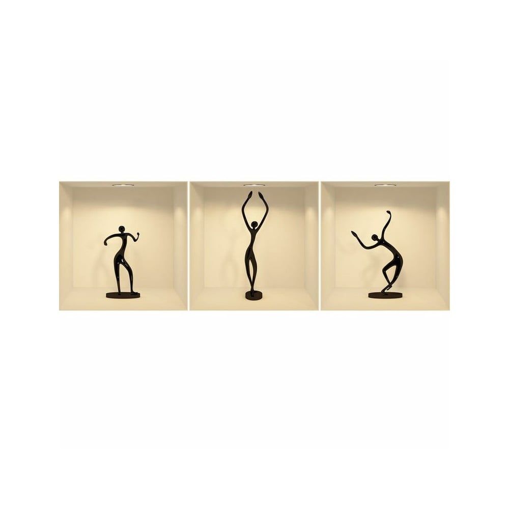 Sada 3 samolepiek s 3D efektom Ambiance Dancing Figures - Bonami.sk