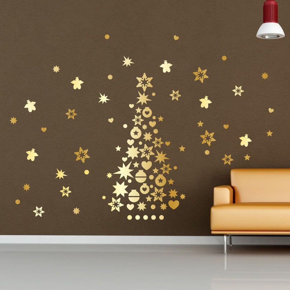 Vianočné samolepky Ambiance Golden Christmas Tree And Stars - Bonami.sk