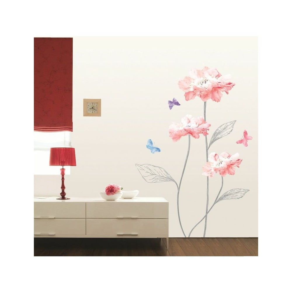 Samolepka Ambiance Light Pink Flowers And Butterflies - Bonami.sk