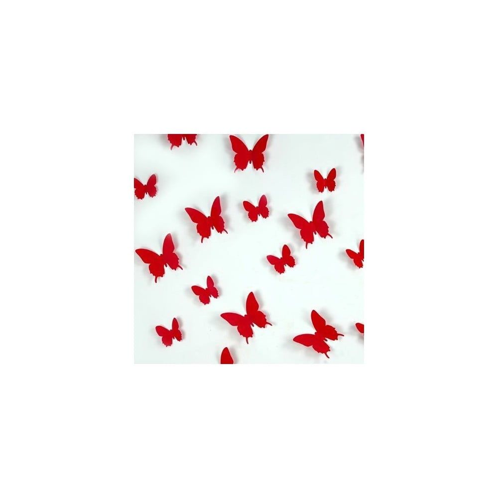 Sada 12 červených samolepiek Ambiance Butterflies - Bonami.sk