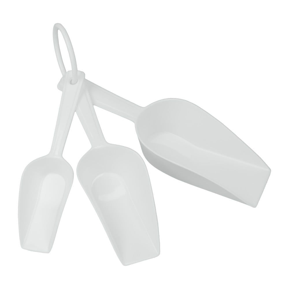 Sada 3 bielych plastových odmeriek v tvare lopatky Metaltex Scoops - Bonami.sk