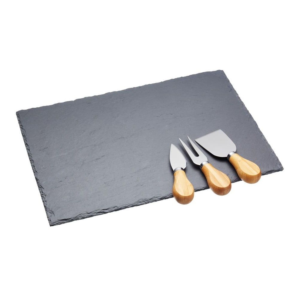 Sada nožov na syr a bridlicovej dosky Kitchen Craft, 35 x 25 cm - Bonami.sk