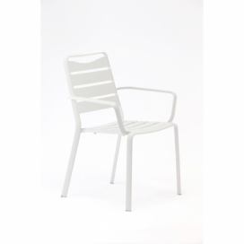 Súprava 4 bielych záhradných stoličiek z hliníka s podrúčkami Ezeis Spring