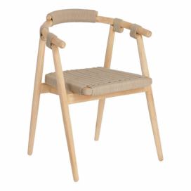Záhradná stolička z eukalyptového dreva s béžovým výpletom La Forma Majela