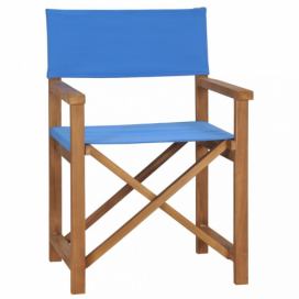 Režisérska stolička teakové drevo Dekorhome Modrá
