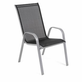 Záhradná stolička oceľ / textílie Strieborná / čierna