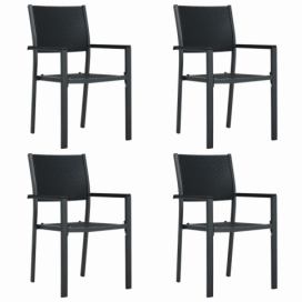 Záhradné stoličky 4 ks plast / oceľ Dekorhome Čierna