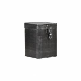 Čierna kovová úložná dóza LABEL51, výška 18,5 cm