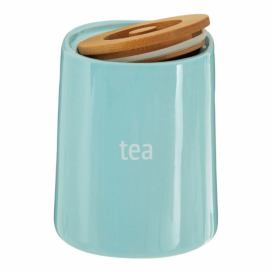 Modrá dóza na čaj s bambusovým vrchnákom Premier Housewares Fletcher, 800 ml