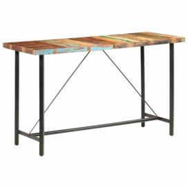 Barový stôl masívne drevo / oceľ Dekorhome Recyklované drevo