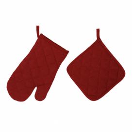 Set karmínovočervenej chňapky a rukavice Unimasa