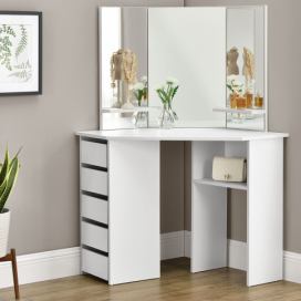 Juskys Toaletný stolík \"Nova\" biely so zrkadlom, bez taburetky