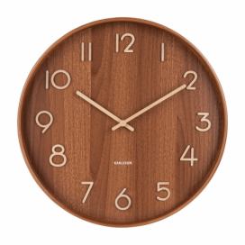 Hnedé nástenné hodiny z lipového dreva Karlsson Pure Medium, ø 40 cm