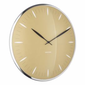 Horčicovožlté sklenené nástenné hodiny Karlsson Leaf, ø 40 cm