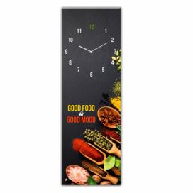 Sklenené nástenné hodiny Styler Good Food, 20 x 60 cm