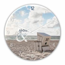 Sklenené nástenné hodiny Styler The Se, ø 30 cm