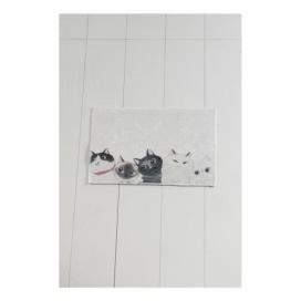 Bielo-sivá kúpeľňová predložka Lismo Cats, 60 × 40 cm