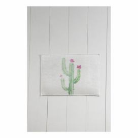 Bielo-zelená kúpeľňová predložka Tropica Cactus III, 60 × 40 cm