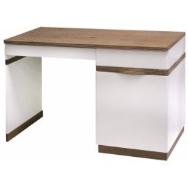 PC stôl Como CM P - biely vysoký lesk / dub Como