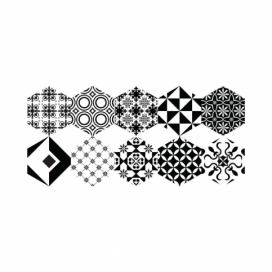 Sada 10 samolepiek na podlahu Ambiance Floor Stickers Hexagons Nemesio, 40 × 90 cm