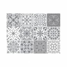 Sada 12 nástenných samolepiek Ambiance Wall Decal Tiles Grey and White Torino, 15 × 15 cm