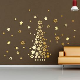 Vianočné samolepky Ambiance Golden Christmas Tree And Stars