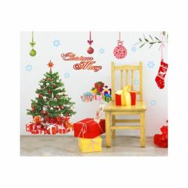 Vianočné samolepky Ambiance Santa, Balls and Tree