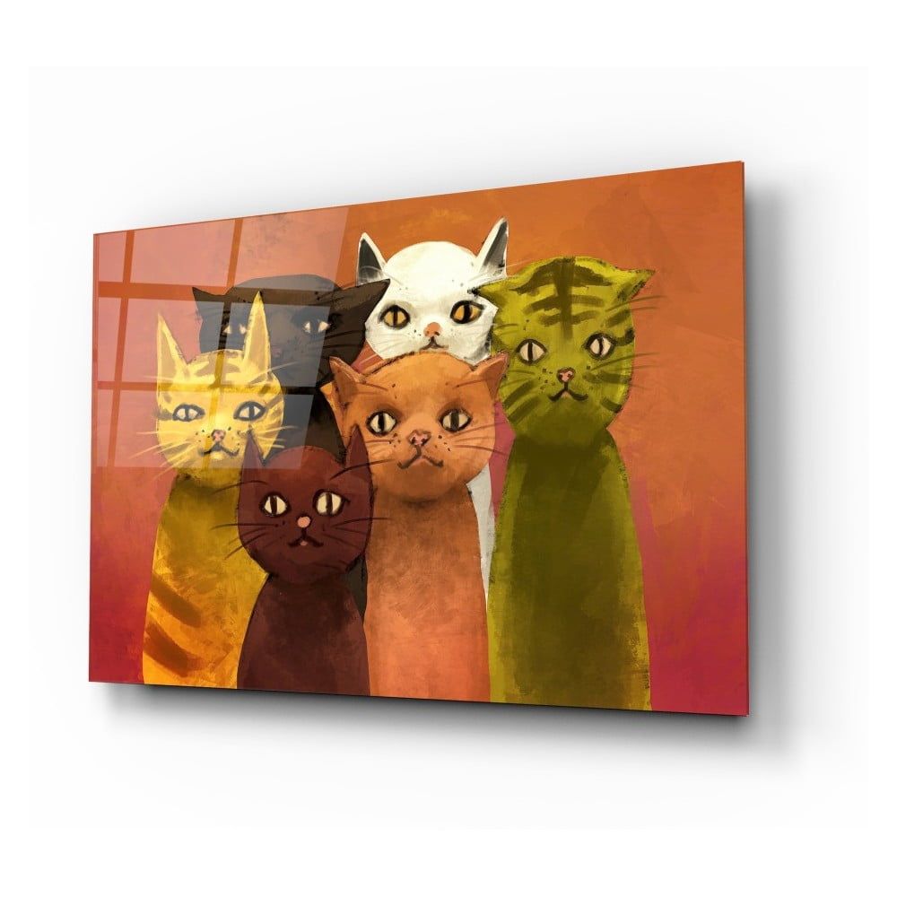Sklenený obraz Insigne Cartoon Cats, 72 x 46 cm - Bonami.sk